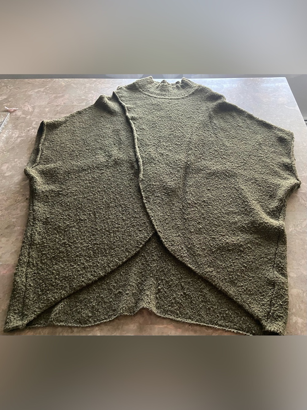 Free People Olive Knit Poncho Sweater